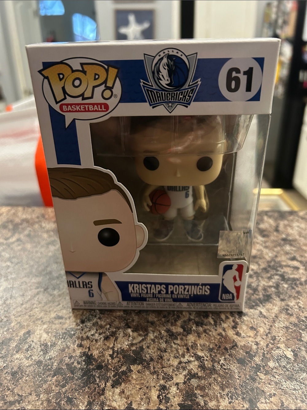 Funko Pop! Kristaps Porzingis – White and Blue Mavericks Jersey